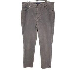 Talbots Women's Stretch High-Waist Straight Leg Gray Corduroy Pants